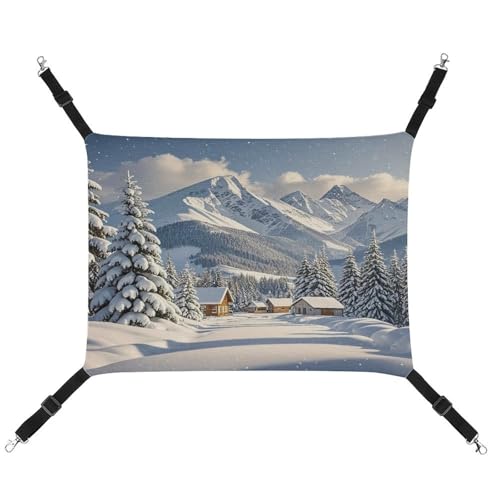 JTREWBV Kleine Tierhängematte, Winterdorfdruck, hängende Haustier-Hängematten, Käfig-Hängematte mit verstellbaren Riemen und Metallhaken JTREWBV Kleine Tierhängematte, Winterdorfdruck, hängende Haustier-Hängematten, Käfig-Hängematte mit verstellbaren Riemen und Metallhaken von JTREWBV