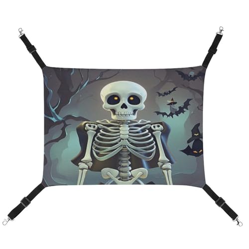 JTREWBV Kleine Tierhängematte, niedlicher Halloween-Skelett-Druck, hängende Haustier-Hängematten, Käfig-Hängematte mit verstellbaren Riemen und Metallhaken JTREWBV Kleine Tierhängematte, niedlicher Halloween-Skelett-Druck, hängende Haustier-Hängematten, Käfig-Hängematte mit verstellbaren Riemen und Metallhaken von JTREWBV