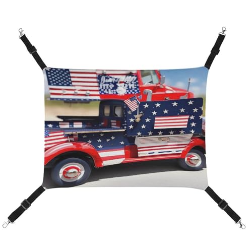JTREWBV Kleine Tierhängematte, patriotischer LKW-Druck, hängende Haustier-Hängematten, Käfig-Hängematte mit verstellbaren Riemen und Metallhaken JTREWBV Kleine Tierhängematte, patriotischer LKW-Druck, hängende Haustier-Hängematten, Käfig-Hängematte mit verstellbaren Riemen und Metallhaken von JTREWBV