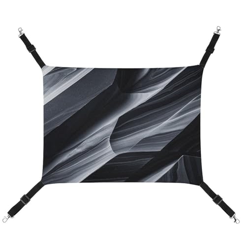 JTREWBV Kleine Tierhängematte, schwarzer Marmor-Druck, hängende Haustier-Hängematten, Käfig-Hängematte mit verstellbaren Riemen und Metallhaken JTREWBV Kleine Tierhängematte, schwarzer Marmor-Druck, hängende Haustier-Hängematten, Käfig-Hängematte mit verstellbaren Riemen und Metallhaken von JTREWBV