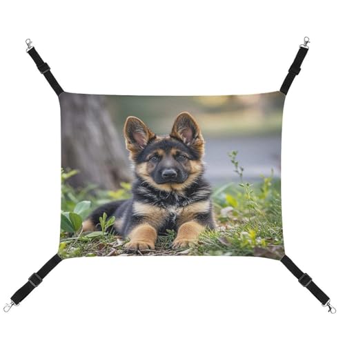 JTREWBV Kleine Tierhängematte, schwarzer Schäferhund, mit verstellbarem Riemen und Metallhaken von JTREWBV