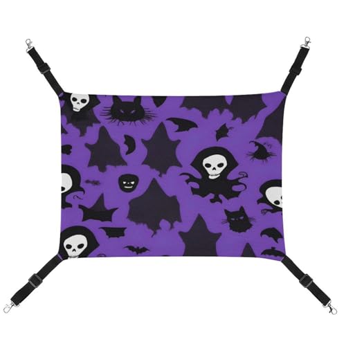 JTREWBV Kleine Tierhängematte, violett, Halloween-Druck, hängende Haustier-Hängematten, Käfig-Hängematte mit verstellbaren Riemen und Metallhaken JTREWBV Kleine Tierhängematte, violett, Halloween-Druck, hängende Haustier-Hängematten, Käfig-Hängematte mit verstellbaren Riemen und Metallhaken von JTREWBV