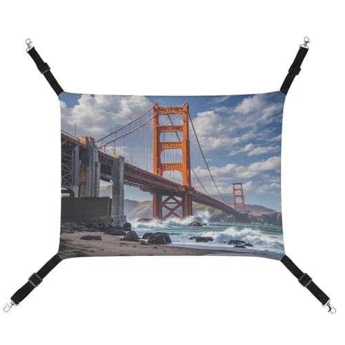 JTREWBV Kleine Tierhängematte Golden Gate Bridge Print Hängende Haustierhängematten, Käfighängematte, Betten mit verstellbaren Riemen und Metallhaken JTREWBV Kleine Tierhängematte Golden Gate Bridge Print Hängende Haustierhängematten, Käfighängematte, Betten mit verstellbaren Riemen und Metallhaken von JTREWBV