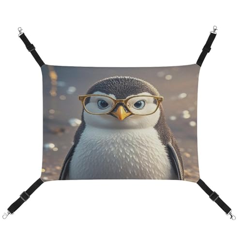 JTREWBV Kleine Tierhängematte Pinguin mit Brillendruck, hängende Haustierhängematten, Käfighängematte, Betten mit verstellbaren Riemen und Metallhaken JTREWBV Kleine Tierhängematte Pinguin mit Brillendruck, hängende Haustierhängematten, Käfighängematte, Betten mit verstellbaren Riemen und Metallhaken von JTREWBV