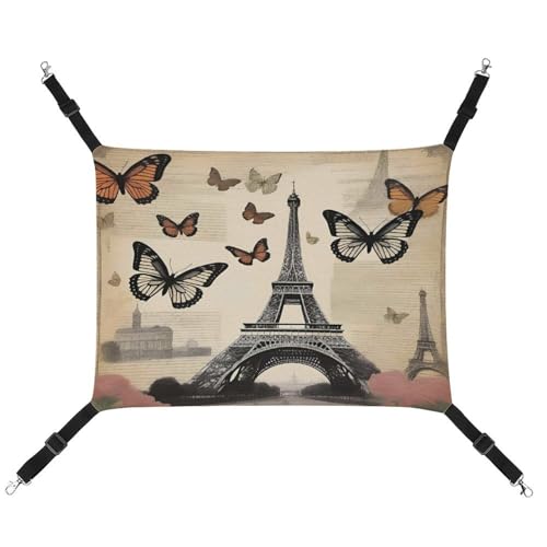 JTREWBV Kleine Tierhängematte Vintage Paris Eiffelturm Druck Hängende Haustier Hängematte Käfig Hängematte Betten mit verstellbaren Riemen und Metallhaken JTREWBV Kleine Tierhängematte Vintage Paris Eiffelturm Druck Hängende Haustier Hängematte Käfig Hängematte Betten mit verstellbaren Riemen und Metallhaken von JTREWBV