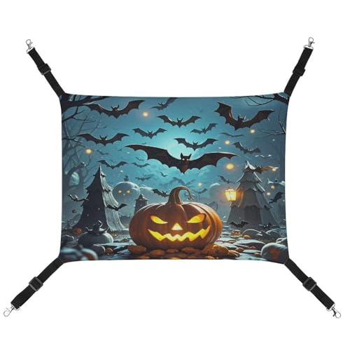 JTREWBV Kleine Tierhängematte für Halloween, fliegende Fledermäuse, bedruckt, hängende Haustier-Hängematten, Käfig-Hängematte mit verstellbaren Riemen und Metallhaken JTREWBV Kleine Tierhängematte für Halloween, fliegende Fledermäuse, bedruckt, hängende Haustier-Hängematten, Käfig-Hängematte mit verstellbaren Riemen und Metallhaken von JTREWBV