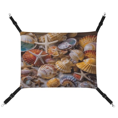 JTREWBV Kleine Tierhängematte mit Muschel-Schätzen, Druck, Hängematte, Käfig-Hängematte mit verstellbaren Riemen und Metallhaken JTREWBV Kleine Tierhängematte mit Muschel-Schätzen, Druck, Hängematte, Käfig-Hängematte mit verstellbaren Riemen und Metallhaken von JTREWBV