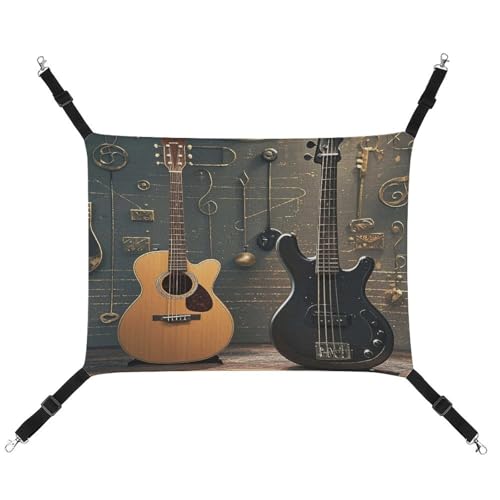 JTREWBV Kleine Tierhängematte mit Musikinstrumenten, bedruckt, hängende Haustier-Hängematten, Käfig-Hängematte mit verstellbaren Riemen und Metallhaken JTREWBV Kleine Tierhängematte mit Musikinstrumenten, bedruckt, hängende Haustier-Hängematten, Käfig-Hängematte mit verstellbaren Riemen und Metallhaken von JTREWBV
