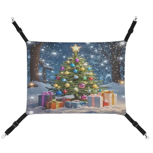 JTREWBV Kleine Tierhängematte mit Schneematte, Weihnachtsbaum-Druck, hängende Haustier-Hängematten, Käfig-Hängematte mit verstellbaren Riemen und Metallhaken JTREWBV Kleine Tierhängematte mit Schneematte, Weihnachtsbaum-Druck, hängende Haustier-Hängematten, Käfig-Hängematte mit verstellbaren Riemen und Metallhaken von JTREWBV