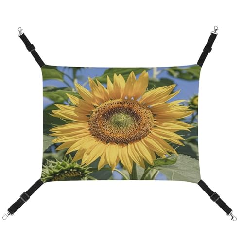 JTREWBV Kleine Tierhängematte mit Sonnenblumen-Druck, hängende Haustier-Hängematten, Käfig-Hängematte mit verstellbaren Riemen und Metallhaken JTREWBV Kleine Tierhängematte mit Sonnenblumen-Druck, hängende Haustier-Hängematten, Käfig-Hängematte mit verstellbaren Riemen und Metallhaken von JTREWBV