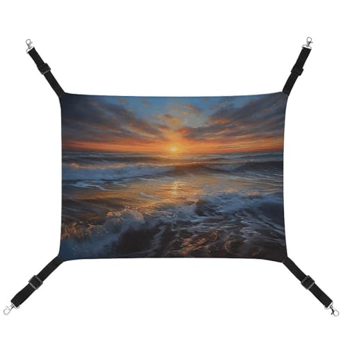 JTREWBV Kleine Tierhängematte mit Sonnenuntergang, Meereslandschaft, Druck, hängende Haustier-Hängematte, Käfig-Hängematte mit verstellbaren Riemen und Metallhaken JTREWBV Kleine Tierhängematte mit Sonnenuntergang, Meereslandschaft, Druck, hängende Haustier-Hängematte, Käfig-Hängematte mit verstellbaren Riemen und Metallhaken von JTREWBV