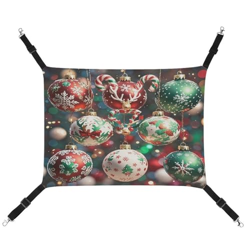 JTREWBV Kleine Tierhängematte mit Weihnachtskugeln bedruckt, hängende Haustier-Hängematten, Käfig-Hängematte mit verstellbaren Riemen und Metallhaken JTREWBV Kleine Tierhängematte mit Weihnachtskugeln bedruckt, hängende Haustier-Hängematten, Käfig-Hängematte mit verstellbaren Riemen und Metallhaken von JTREWBV
