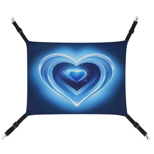 JTREWBV Kleine Tierhängematte mit blauem Herz-Druck, Hängematte, Käfig-Hängematte mit verstellbaren Riemen und Metallhaken JTREWBV Kleine Tierhängematte mit blauem Herz-Druck, Hängematte, Käfig-Hängematte mit verstellbaren Riemen und Metallhaken von JTREWBV
