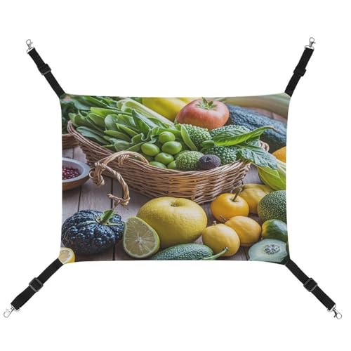 JTREWBV Kleine Tierhängematte mit frischem Obstdruck, hängende Haustier-Hängematten, Käfig-Hängematte mit verstellbaren Riemen und Metallhaken JTREWBV Kleine Tierhängematte mit frischem Obstdruck, hängende Haustier-Hängematten, Käfig-Hängematte mit verstellbaren Riemen und Metallhaken von JTREWBV