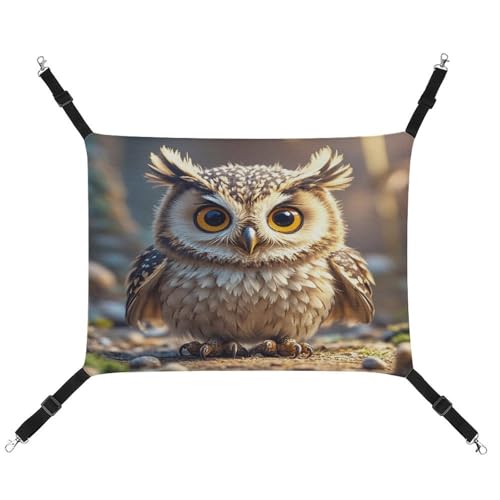 JTREWBV Kleine Tierhängematte mit niedlichem Eulen-Druck, hängende Haustier-Hängematte, Käfig-Hängematte mit verstellbaren Riemen und Metallhaken JTREWBV Kleine Tierhängematte mit niedlichem Eulen-Druck, hängende Haustier-Hängematte, Käfig-Hängematte mit verstellbaren Riemen und Metallhaken von JTREWBV