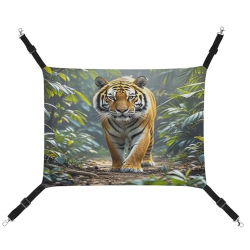 JTREWBV Kleine Tierhängematte mit tropischem Tiger-Druck, hängende Haustier-Hängematten, Käfig-Hängematte mit verstellbaren Riemen und Metallhaken JTREWBV Kleine Tierhängematte mit tropischem Tiger-Druck, hängende Haustier-Hängematten, Käfig-Hängematte mit verstellbaren Riemen und Metallhaken von JTREWBV