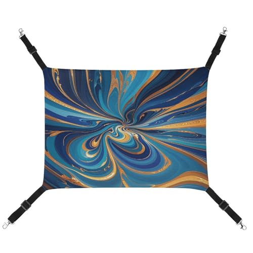JTREWBV Kleine Tierhängematte zum Aufhängen, Blau und Gold, Marmor-Druck, Hängematte, Käfig-Hängematte mit verstellbaren Riemen und Metallhaken JTREWBV Kleine Tierhängematte zum Aufhängen, Blau und Gold, Marmor-Druck, Hängematte, Käfig-Hängematte mit verstellbaren Riemen und Metallhaken von JTREWBV