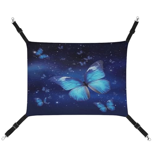 JTREWBV Kleine Tierhängematte zum Aufhängen, blaue Sternenhaus-Schmetterling-Druck, hängende Haustier-Hängematte, Käfig-Hängematte mit verstellbaren Riemen und Metallhaken JTREWBV Kleine Tierhängematte zum Aufhängen, blaue Sternenhaus-Schmetterling-Druck, hängende Haustier-Hängematte, Käfig-Hängematte mit verstellbaren Riemen und Metallhaken von JTREWBV
