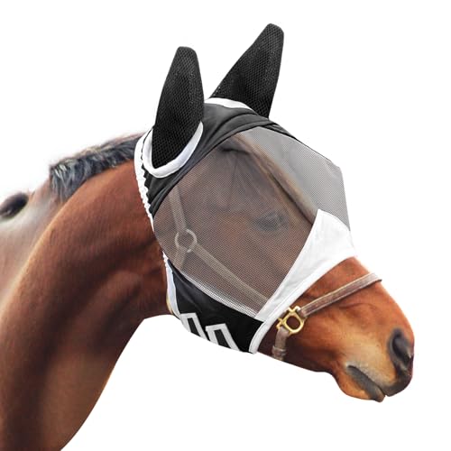 JTgugu Fliegenmaske Pferd UV Schutz Pferde Fliegenschutz Maske Standard Stretchy Fly Mask mit Ohrenschutz Elastisch Super Comfort Breathability Schwarz Large für Horse Fliegenhaube JTgugu Fliegenmaske Pferd UV Schutz Pferde Fliegenschutz Maske Standard Stretchy Fly Mask mit Ohrenschutz Elastisch Super Comfort Breathability Schwarz Large für Horse Fliegenhaube von JTgugu