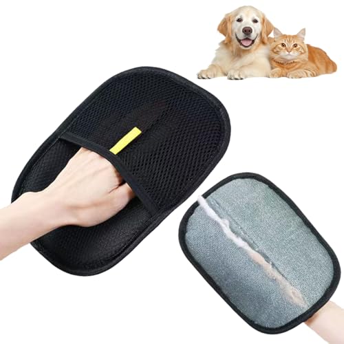JUCHRZEY Fellmagnet Handschuh, Hunde Handschuhe Fellpflege, Wiederverwendbare Antistatische Handschuhe Doppelseitige, Katzenbürste Handschuh for Waschen, Entfernen Von Haaren Und Pflegen von JUCHRZEY