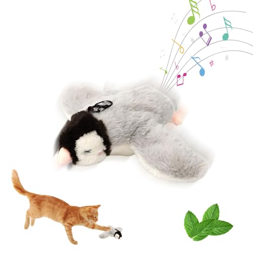 JUCHRZEY Interaktives Katzenspielzeug Selbstbeschäftigung, Katzenspielzeug Vogel Simuliertes Zwitscherndes,Flappy Bird Cat Toy, Plüsch Katzenspielzeug for Katzen von JUCHRZEY