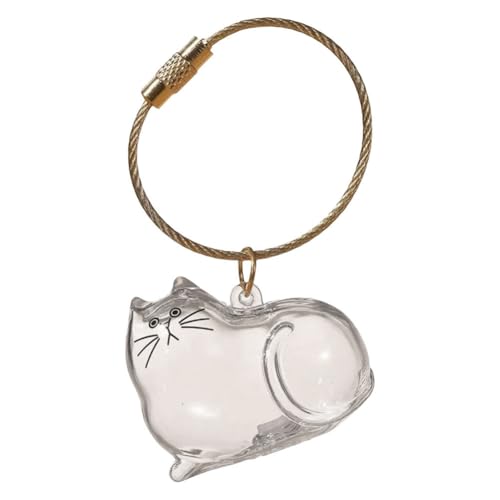 Schlüsselanhänger mit Katzenhaaren, Anhänger mit Katzenhaaren, Transparente Acryl-Box zur Aufbewahrung von Katzenhaaren, Katzenanhänger-Schlüsselring, Erinnerungskapsel for Tierhaare (Stil A) von JUCHRZEY