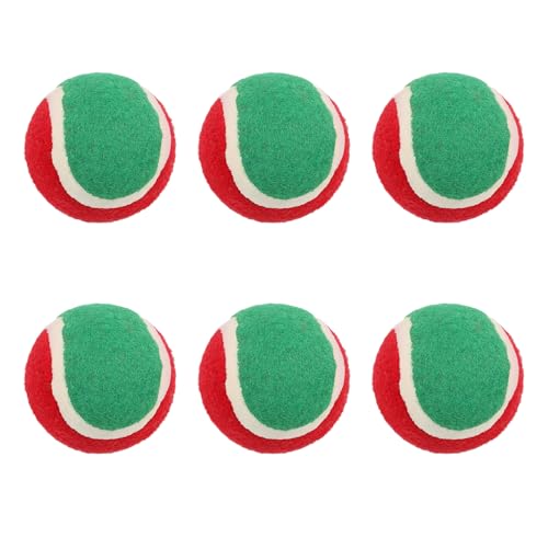 JUFYVO Tennisbälle mit Weihnachtsmotiven, Hundespielzeug, langlebig, unter Druck, Tennisbälle, Weihnachtsdekoration, Weihnachts-Tennisdekoration für Weihnachten, 6 Stück von JUFYVO