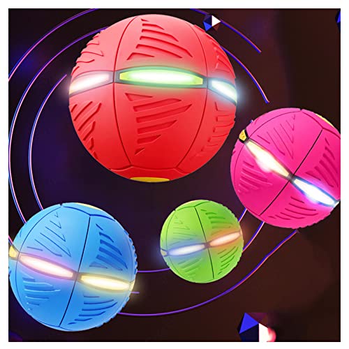 JUJNE Flying UFO Magic Ball, Hunde Spielsachen Es Gibt Bunte Lichter Hund Ball, Fliegenden Scheibe In Einen Ball Verwandelt,4PCS von JUJNE