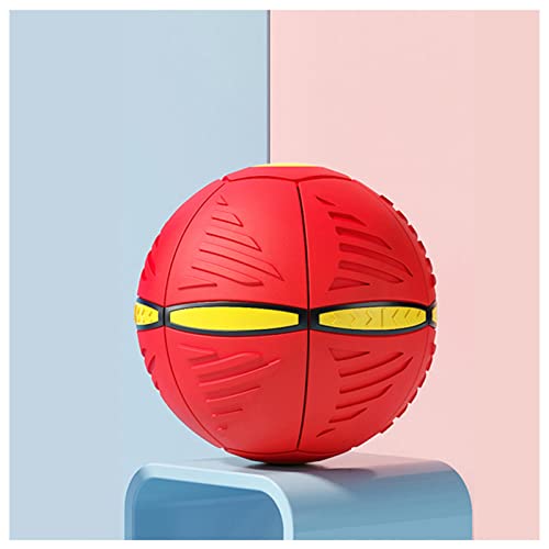 JUJNE Pet Flying Saucer Ball, Hundeball Es Gibt Bunte Lichter Hundeball UnzerstöRbar, Kreatives Dekompressionsball FüR Den AußEnbereich,Red-1PC von JUJNE