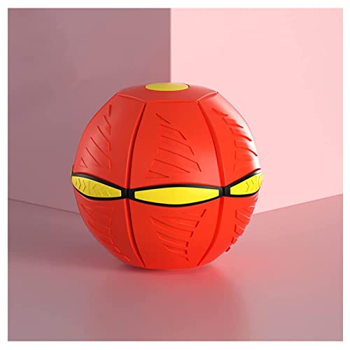JUJNE Pet Toy Flying Saucer Ball, Welpenspielzeug Gute FlexibilitäT UFO Multifunktionsball, Fliegenden Scheibe In Einen Ball Verwandelt,Red-1PC von JUJNE