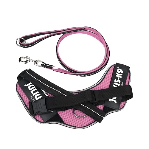 IDC Powair Bundle - IDC Powair Hundegeschirr, Größe: L/1, Pink + IDC Powairleine, Größe: 1,2 m mit Schlaufe und mit großen Karabiner, Pink von JULIUS K-9