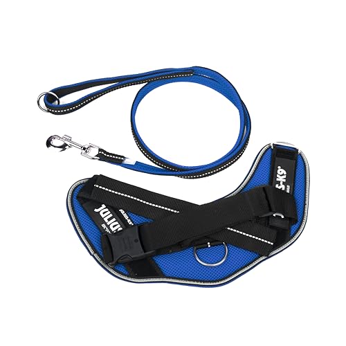 IDC Powair Bundle - IDC Powair Hundegeschirr, Größe: M/0, Blau + IDC Powairleine, Größe: 1,2 m mit Schlaufe und mit großen Karabiner, Blau von JULIUS K-9