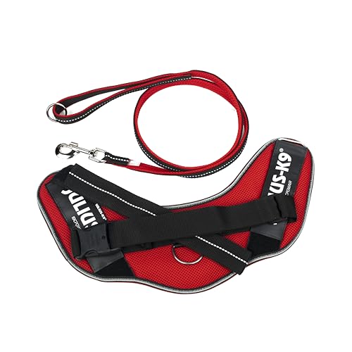 IDC Powair Bundle - IDC Powair Hundegeschirr, Größe: XL/2, Rot + IDC Powairleine, Größe: 1,2 m mit Schlaufe und mit großen Karabiner, Rot IDC Powair Bundle - IDC Powair Hundegeschirr, Größe: XL/2, Rot + IDC Powairleine, Größe: 1,2 m mit Schlaufe und mit großen Karabiner, Rot von JULIUS K-9