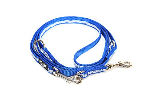 Julius-K9, 218DP -NL-B, IDC-Schlauchgurtleine, doppelt verstellbar, nachleuchtend, 14 mm x 2,2 m, blau von JULIUS K-9