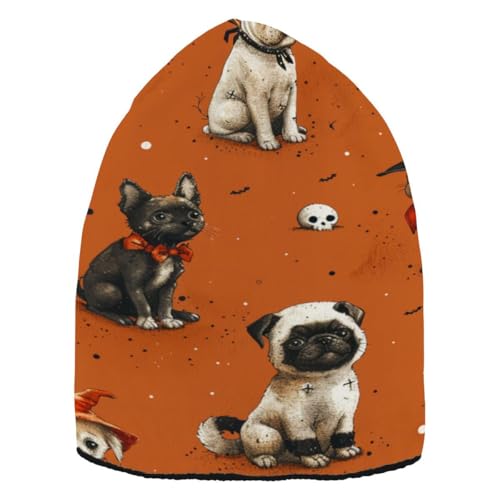 JUMBEAR Mütze, Motiv: Kürbis und niedlicher kleiner Hund, für Herren und Damen, warm, Skimütze, Unisex, a, M von JUMBEAR