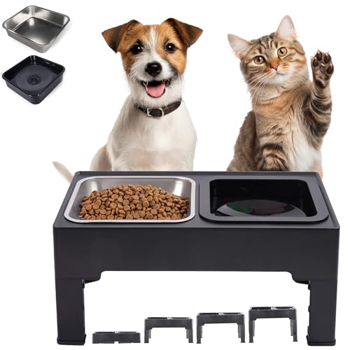2er Set Näpfe mit Höhenverstellung für Hund oder Katze Edelstahl auf Ständer von JUMI