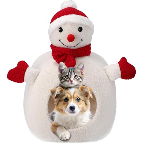 JUMI Haustierbett House Katze Hund Weihnachten Schneemann weich 40x40 von JUMI