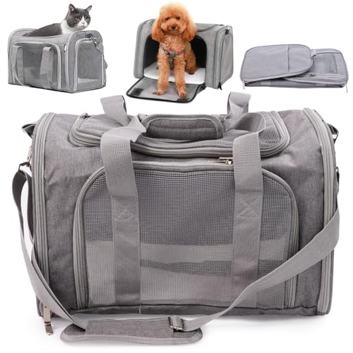 JUMI Transportbox Hund und Katze - Tragetasche Falten Katzen Hunde - Katzen Zubehör - Travel Bag - Transporttasche mit Verstellbarer Riemen - Lüftungsgitter - Grau JUMI Transportbox Hund und Katze - Tragetasche Falten Katzen Hunde - Katzen Zubehör - Travel Bag - Transporttasche mit Verstellbarer Riemen - Lüftungsgitter - Grau von JUMI