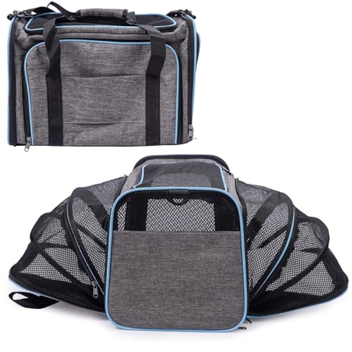 JUMI Transportbox Hund und Katze - Tragetasche Katzen Hunde - Katzen Zubehör - Travel Bag - Transporttasche mit Verstellbarer Riemen - Lüftungsgitter - Grau von JUMI