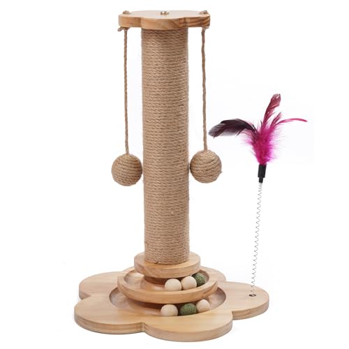 Katzenkratzbaum Spielzeug stehend mit Bällen hängend Feder zum Kratzen von JUMI
