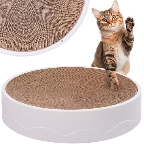 Kratzbaum für Katzen aus Pappe, groß, KRATZSPIELZEUG, Katze LIEGEND, rund von JUMI