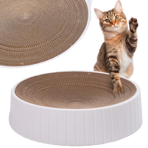 Kratzbaum für Katzen aus Pappe, groß, KRATZSPIELZEUG, Katze LIEGEND, rund von JUMI