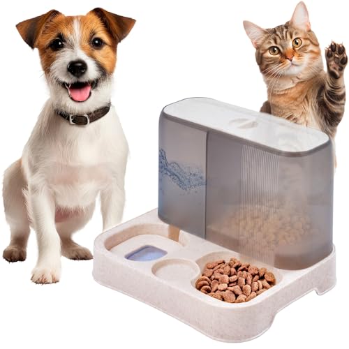 Wasser- und Futterspender für Katzen und Hunde, Futterspender, 2-in-1-Napf-Set von JUMI