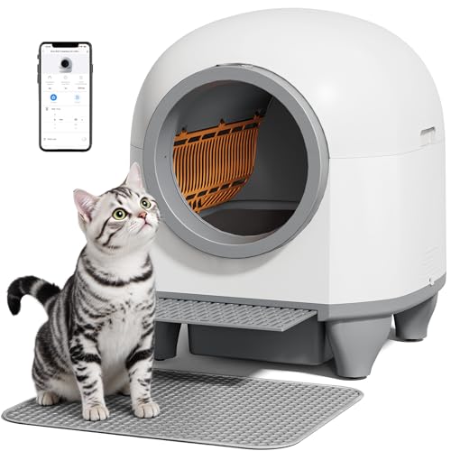 JUMMICO Selbstreinigende Katzentoilette, 90 l, App-gesteuert, automatische Katzentoilette mit 9 Sicherheitssensoren, geruchlos, extra groß, geschlossene Katzentoilette für mehrere Katzen, einfach JUMMICO Selbstreinigende Katzentoilette, 90 l, App-gesteuert, automatische Katzentoilette mit 9 Sicherheitssensoren, geruchlos, extra groß, geschlossene Katzentoilette für mehrere Katzen, einfach von JUMMICO