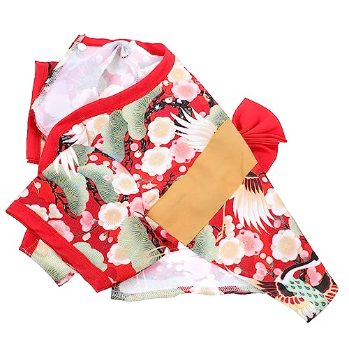 JUMPLAWN Haustierkostüm Hundekleidung Neujahr Kimono für Kleine Hunde Atmungsaktive Bequeme Materialien für Lustige Japanische Hundebekleidung von JUMPLAWN