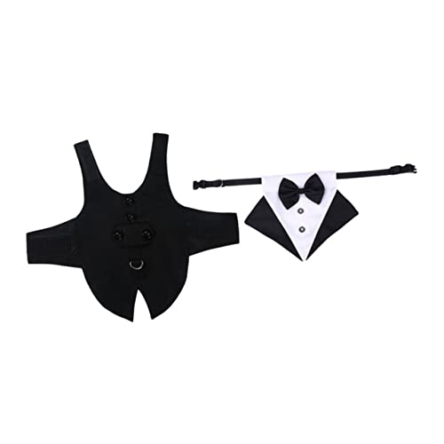 JUMPLAWN 1 Satz Hundeanzug Dog Costume hundekostüme Dog Clothes hundeweste hundegeburtstag Hundeleine Lippen Hundekostüm Welpe erste Hunde-Smoking Haustierhalsband und Anzug Baumwolle Black von JUMPLAWN