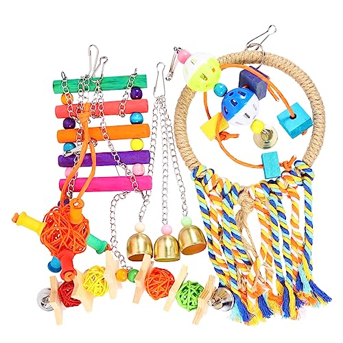 JUMPLAWN 1satz Papagei Spielzeug Teiliges Baumwollseil Schaukeln Knabberringe Für Vögel Bunte Langlebige Kau-spielzeuge Für Wellensittiche Und Papageien Für Käfige Und Spielplätze von JUMPLAWN
