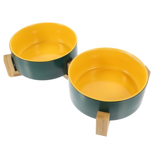 JUMPLAWN 1Satz Doppeltes Katzennapf mit Holzständer Erhöhte Fütterungsstation aus Keramik für Katzen Hunde und Kleintiere Design Einfache für Innenbereich JUMPLAWN 1Satz Doppeltes Katzennapf mit Holzständer Erhöhte Fütterungsstation aus Keramik für Katzen Hunde und Kleintiere Design Einfache für Innenbereich von JUMPLAWN