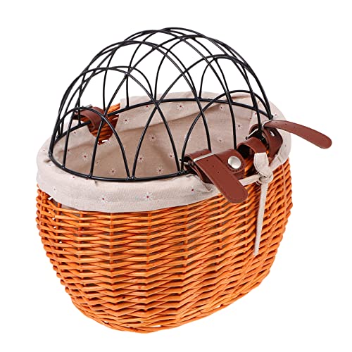 JUMPLAWN 1Stück Rattan Fahrradkorb Für Haustiere Korbgeflecht Mit Abnehmbarer Abdeckung Für Katzen Und Langlebig Zu Installieren Vielseitig Für Einkäufe von JUMPLAWN