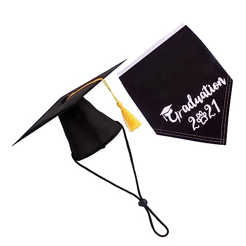 JUMPLAWN 2 Pcs Haustier-Abschluss-Dress Up Hundemütze und Lätzchen graduierter krawattenkragen Tiere Grad Kappe für Hunde mädchen pom Hunde Speichel Handtuch Haustierzubehör Polyester Black JUMPLAWN 2 Pcs Haustier-Abschluss-Dress Up Hundemütze und Lätzchen graduierter krawattenkragen Tiere Grad Kappe für Hunde mädchen pom Hunde Speichel Handtuch Haustierzubehör Polyester Black von JUMPLAWN